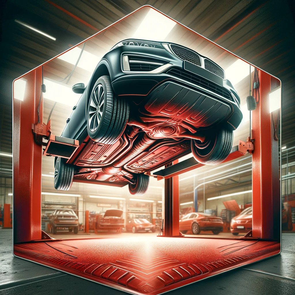 Mechanic carrying out underbody coating at Levin cars