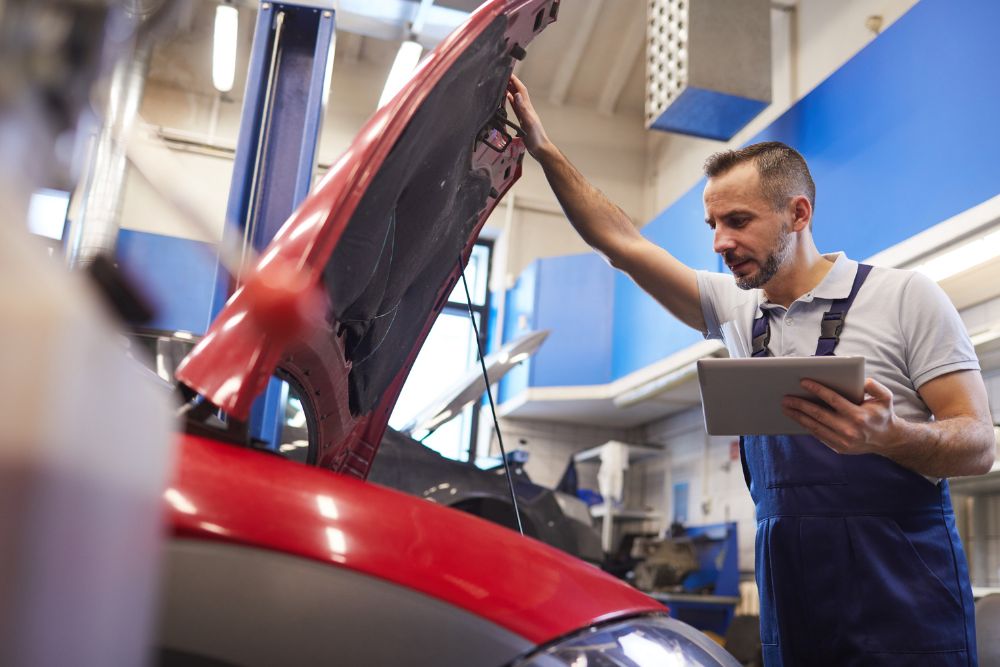 Car undergoing WOF inspection at Levin Cars Workshop